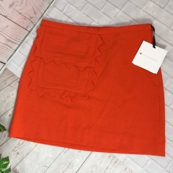 Orange twill with scallop trim pockets Skirt - Picture 4 of 4